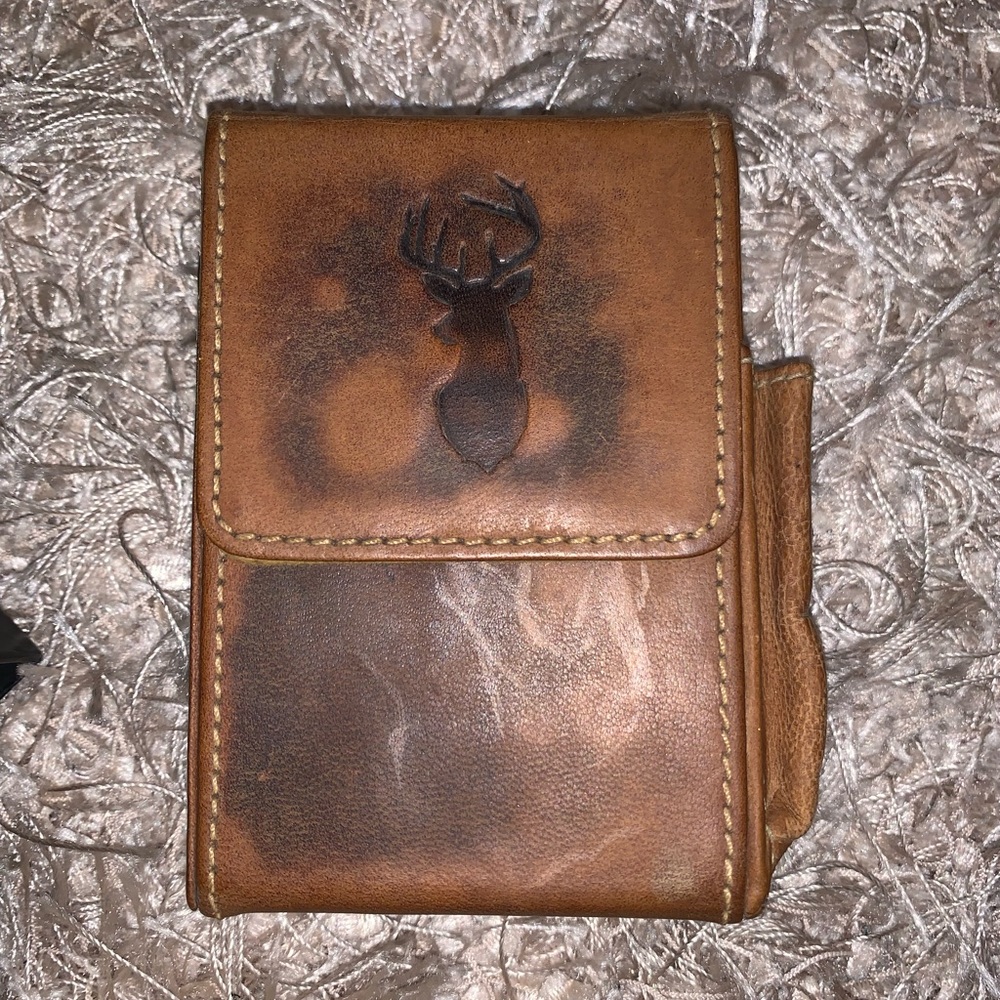 3 for $30 ⚡️ Brown Leather Men's Cigarette box belt holder w Deer Design New